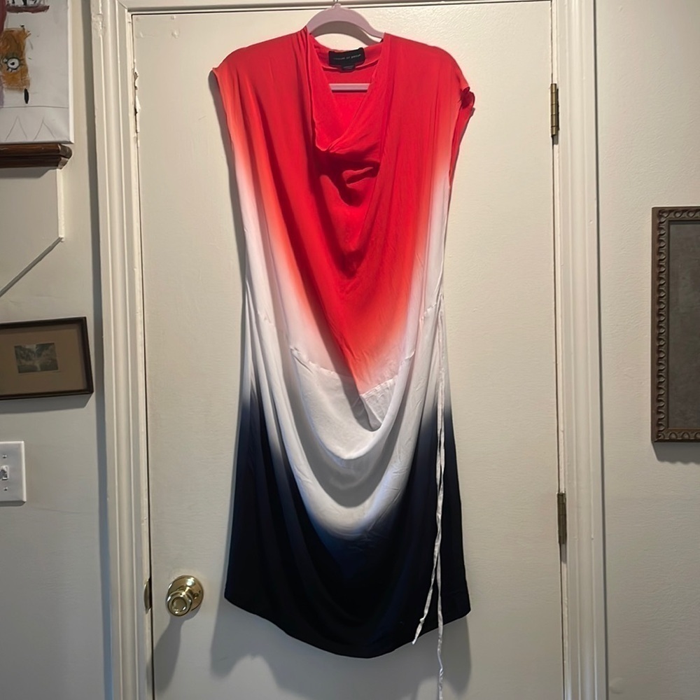 Timoure Et Group Ombré Drop Red Neck Graduated White Gray to Black Dress
